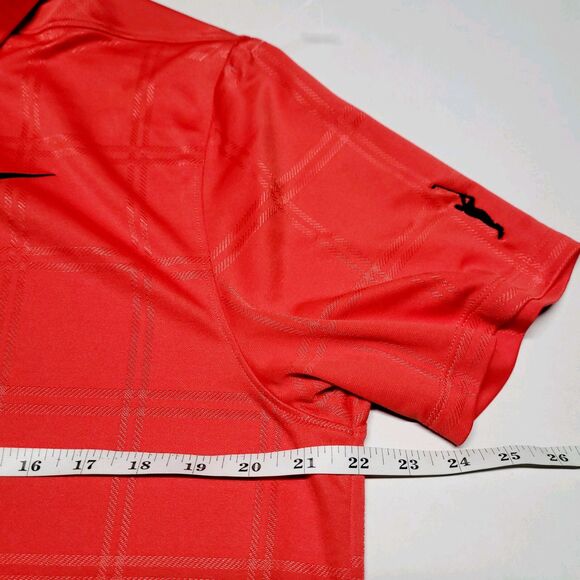 NIKE Golf Dri-Fit DA2969-631 Vapor Texture Plaid Red Orange Polo Shirt NWOT - Picture 4 of 10